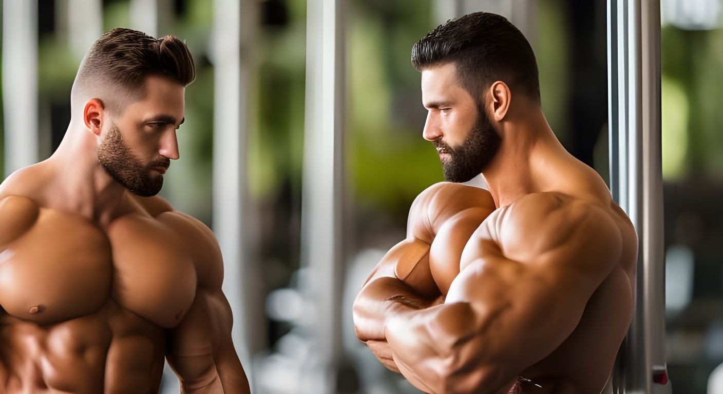 Bodybuilders Flexing Biceps in Professional Photo