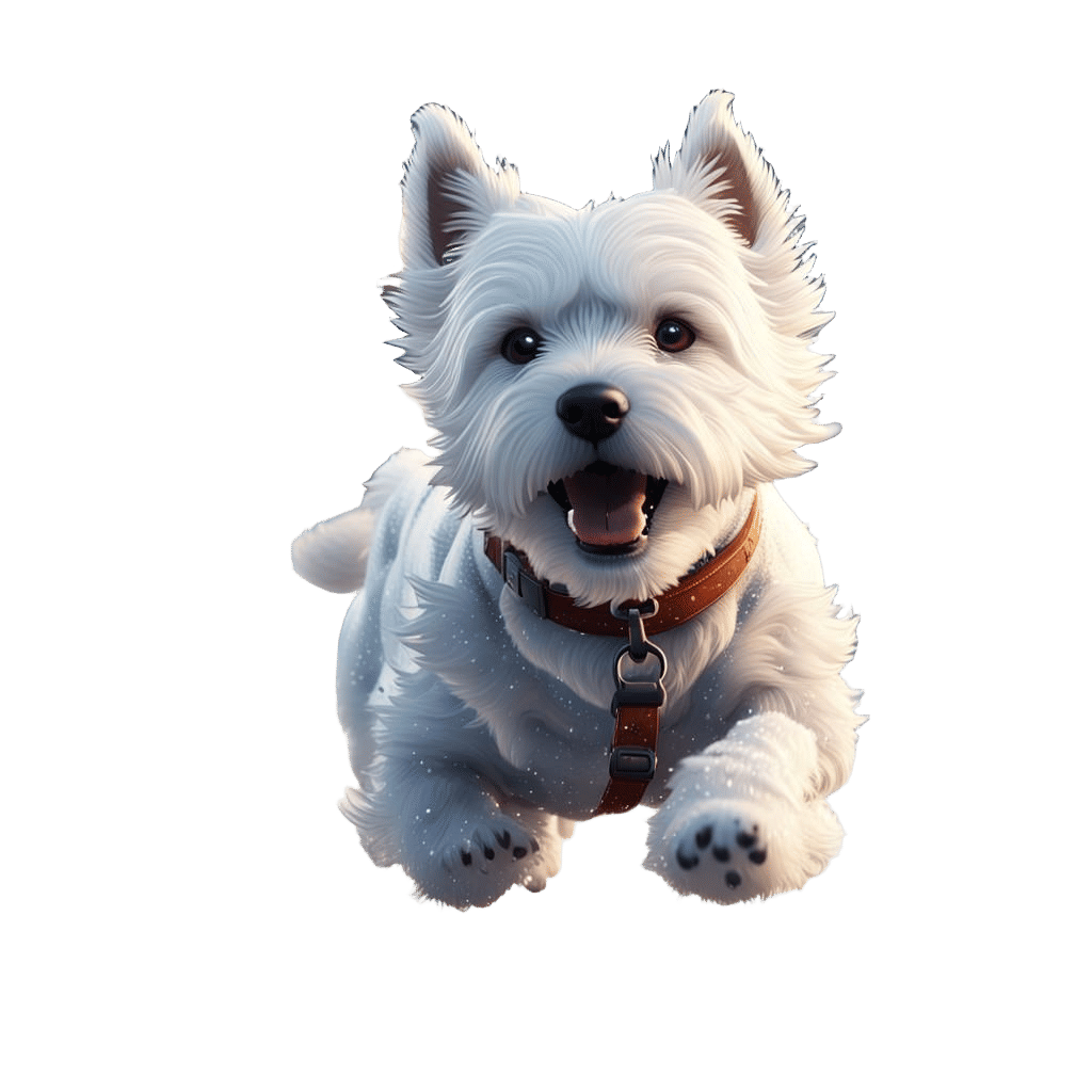 3D Westie Running Through Snow: Artstation Render