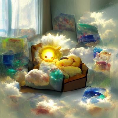 Heavenly Sunshine Illuminates Precious Item in Clouds