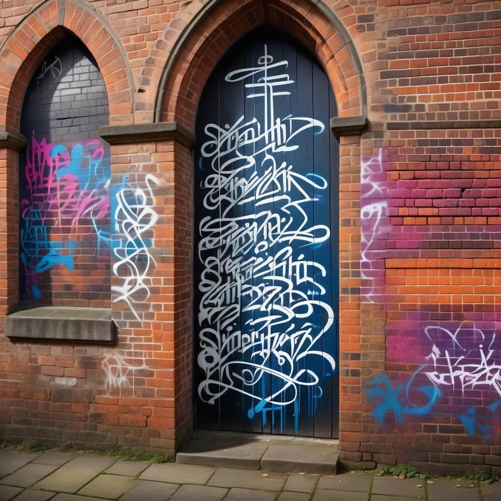 Calligraphic Graffiti Art on English Church Wall