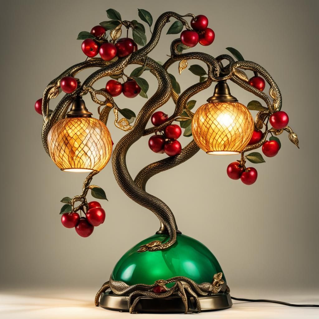 Art Deco Lamp: Garden of Eden Apple Tree