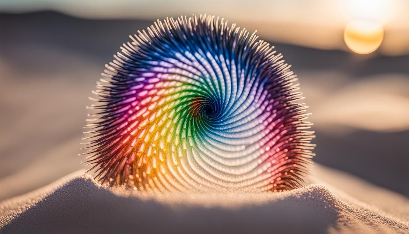 Electromagnetic Rainbow Ferrofluid Design in White Sand
