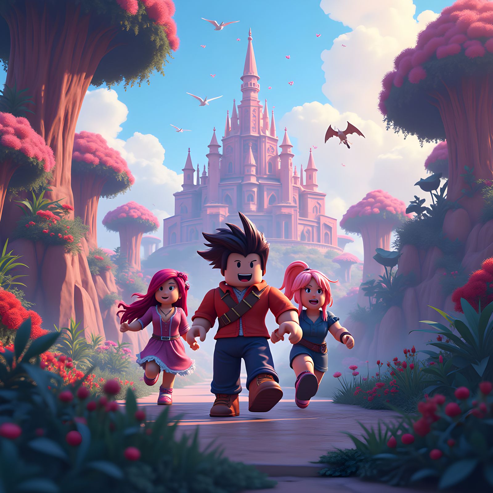 Roblox Friends Having Fun: Detailed Matte Painting