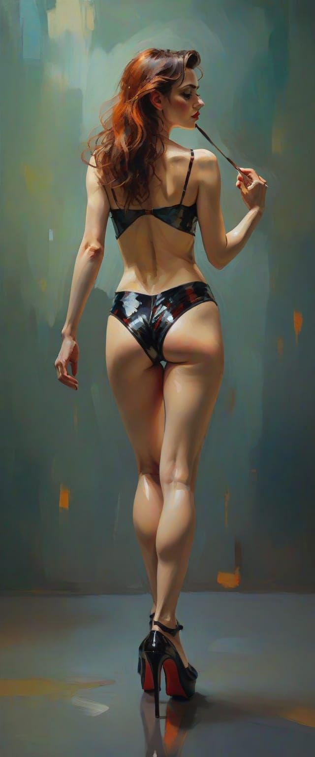 Expressionist Woman in High Heels Portrait