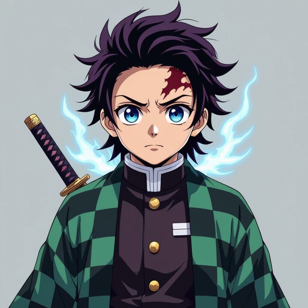 Anime Fusion Character with Sword in Manga Style