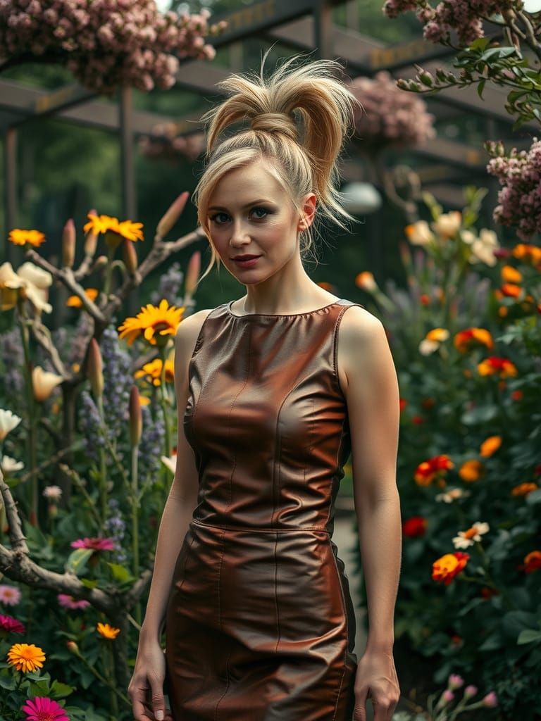 Blonde Woman in Garden, Evocative Digital Art