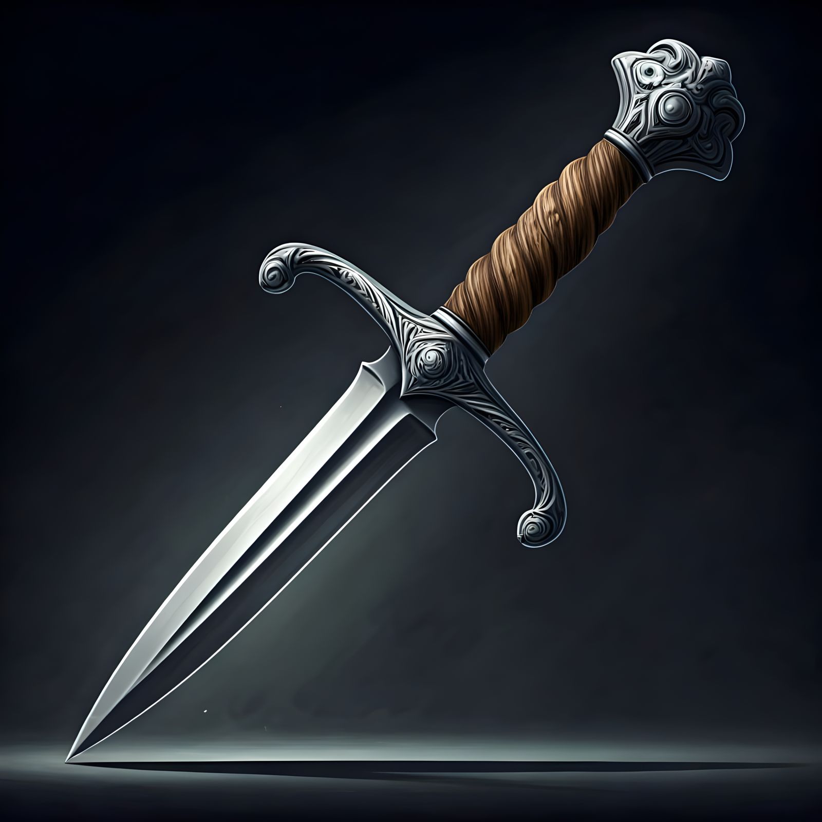 Dramatic Silver Dagger in Muted Darkness