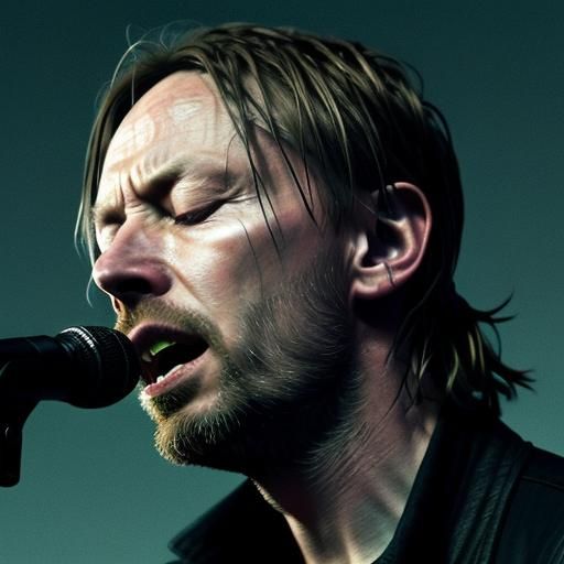 Thom Yorke Singing: Hyperrealistic Close-Up