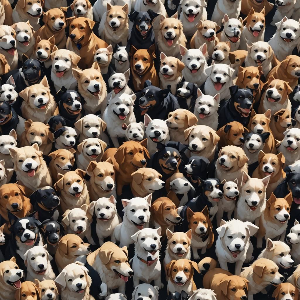 Detailed 3D Anime Art of Dogs