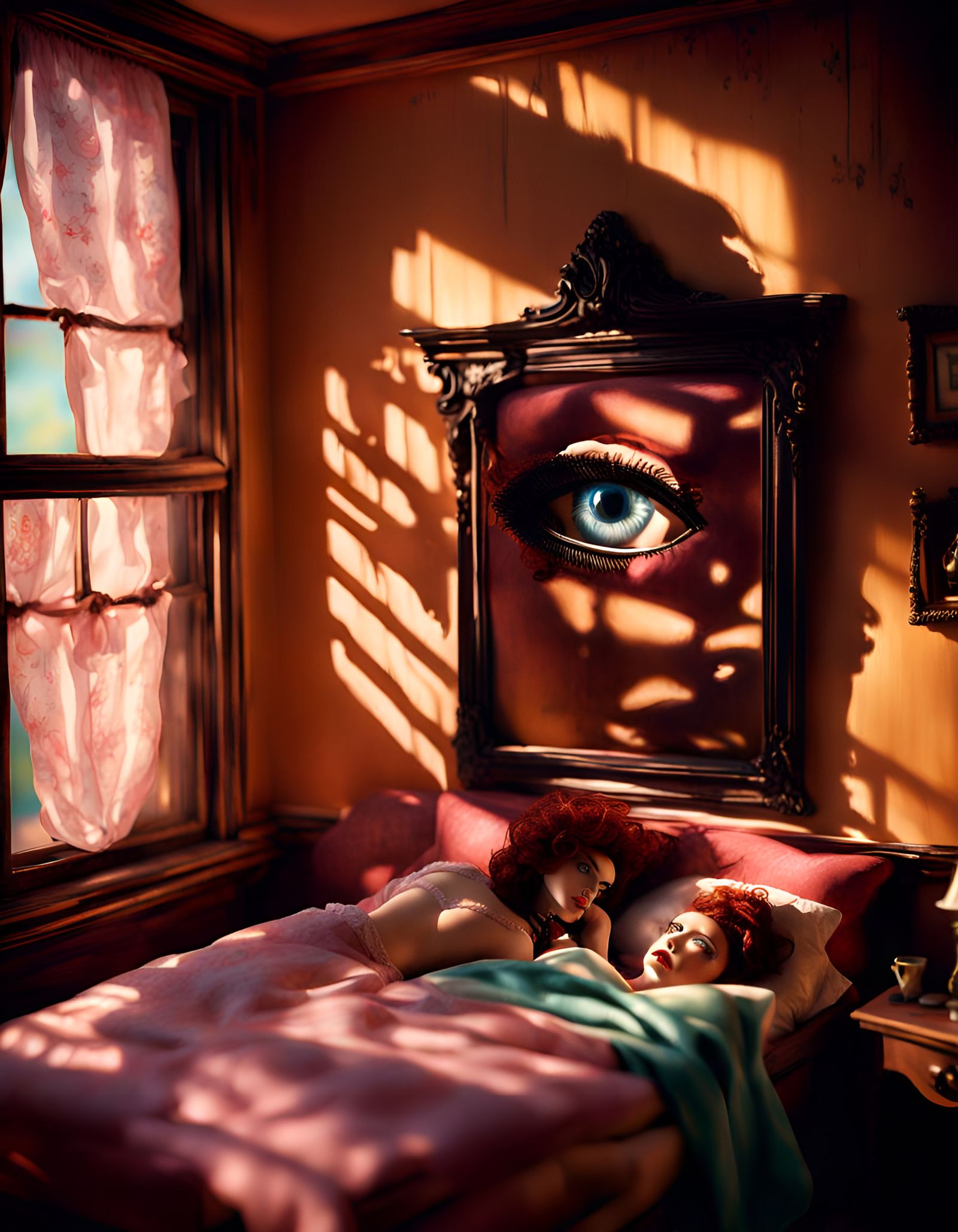 Hyperrealistic Doll Bordello with Giant Eye