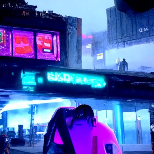Cyberpunk Cityscape at Night in Neon Style