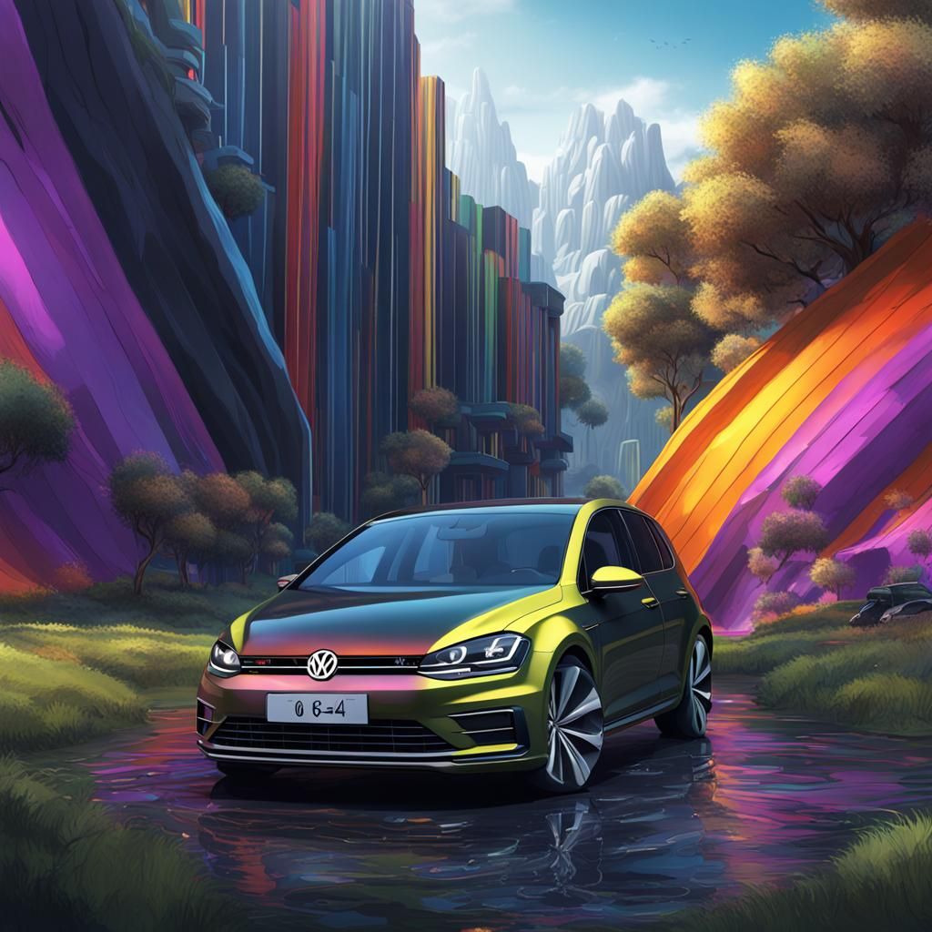 Black Volkswagen Golf 6: Detailed Matte Painting