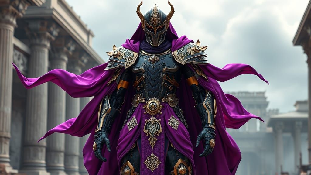 Mechanical Warrior in Byzantine Armor, 3D Anime Art