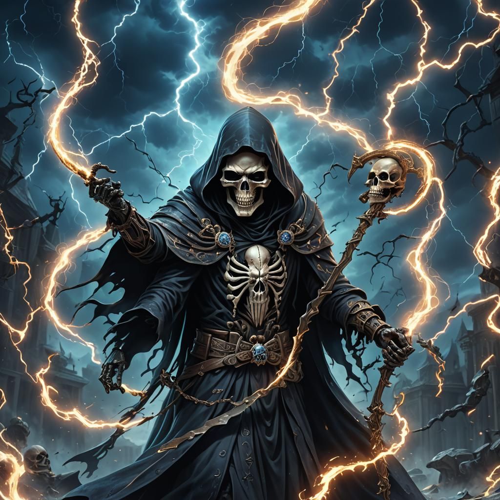 Grim Reaper with Skulls in Detailed Matte Painting