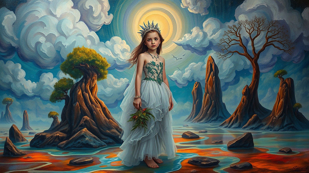 Ethereal Girl in Surreal Daliesque Landscape