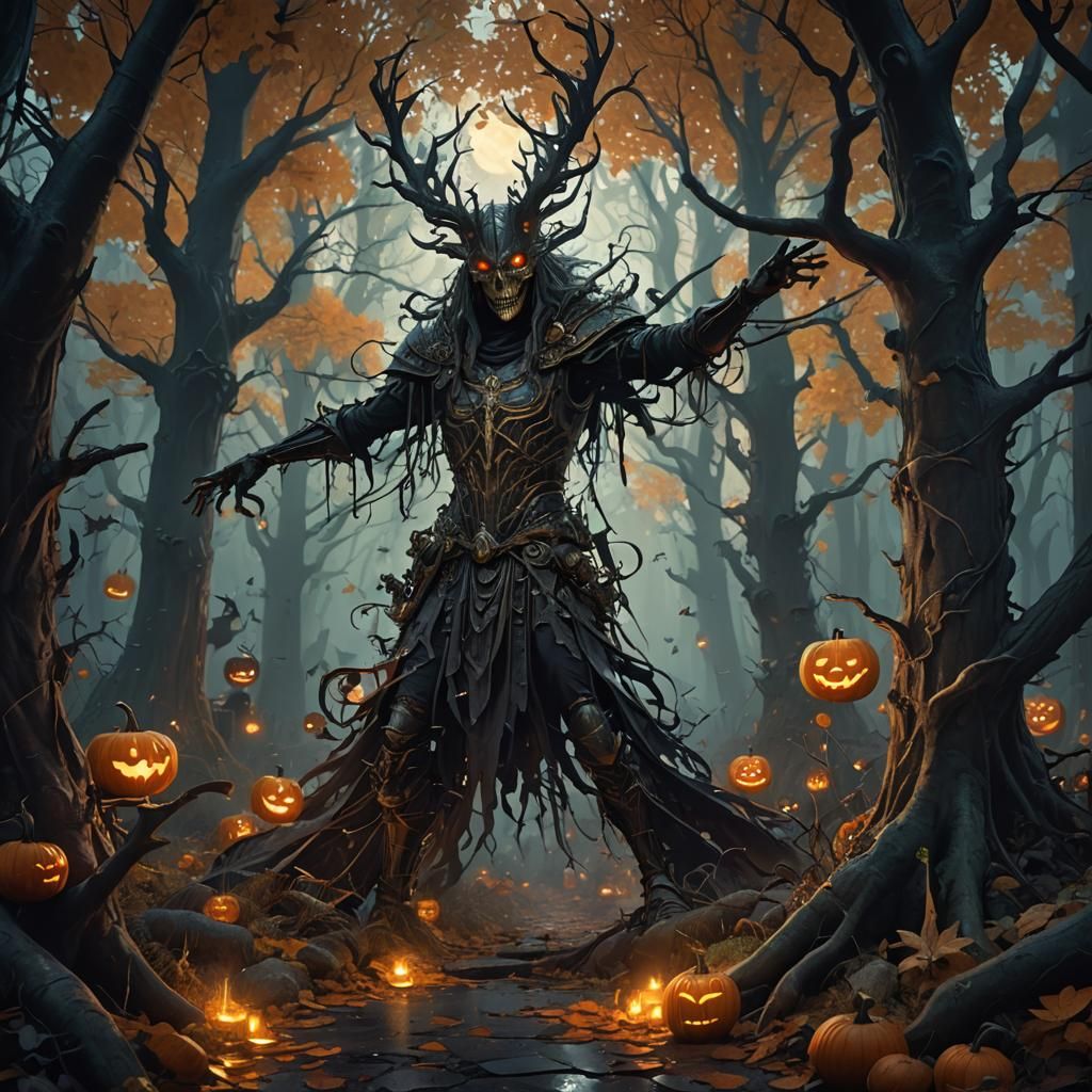Dark Magic Forest Halloween: A Fantasy Art Masterpiece