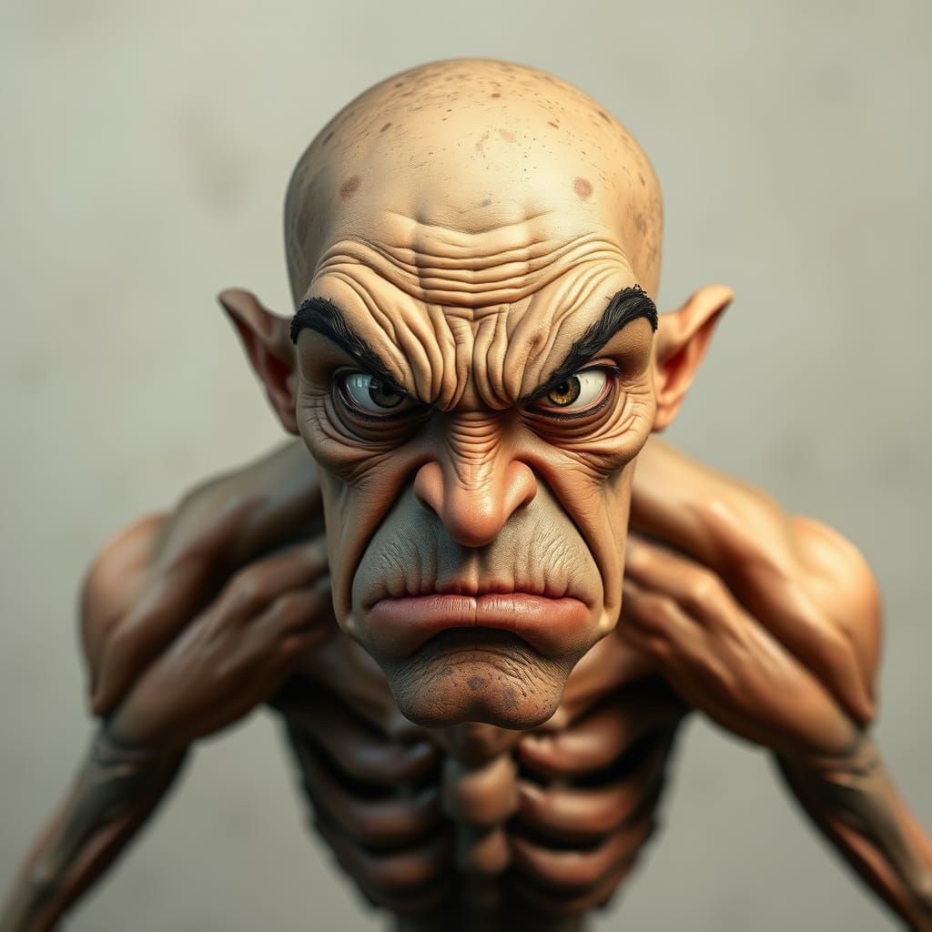 Tense Figure in Anguished Posture, Conveying Restlessness an...