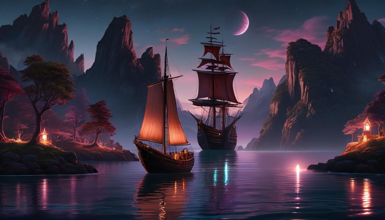 Sailing the Seven Seas in Synthwave Style