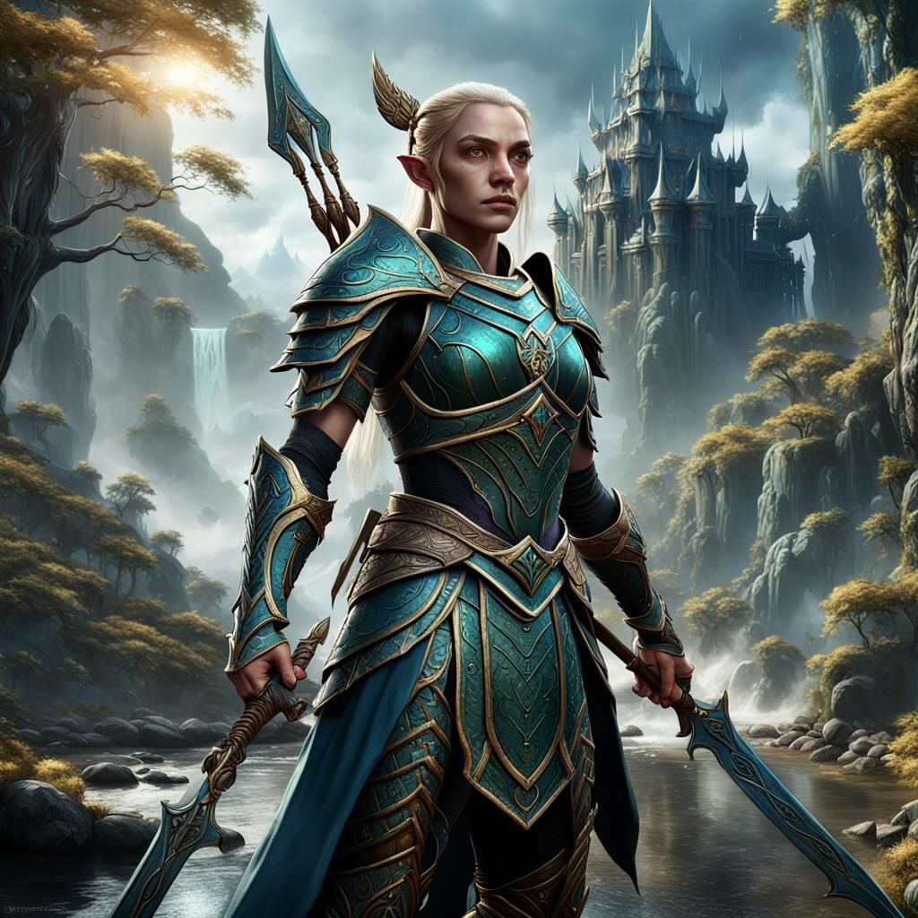 Detailed Elven Warrior Matte Painting
