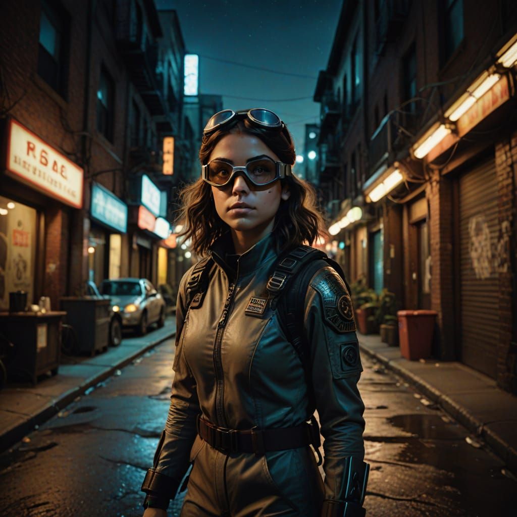 Hyperrealistic Portrait of Determined Girl in Shark Costume