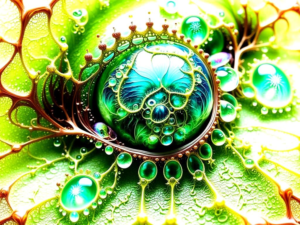 Fractal Lotus Crystal Geode in Photorealistic Style