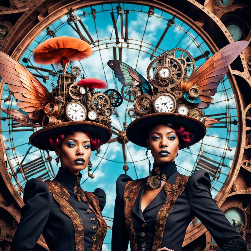 Surreal Steampunk Fashion with Fairy Wings