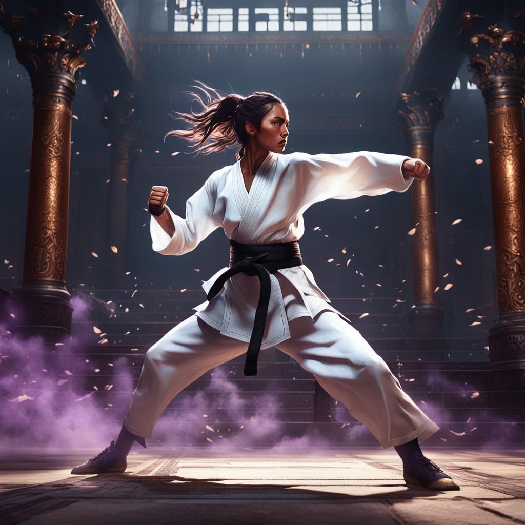 Female Martial Artist Punch in Dark Fantasy Style