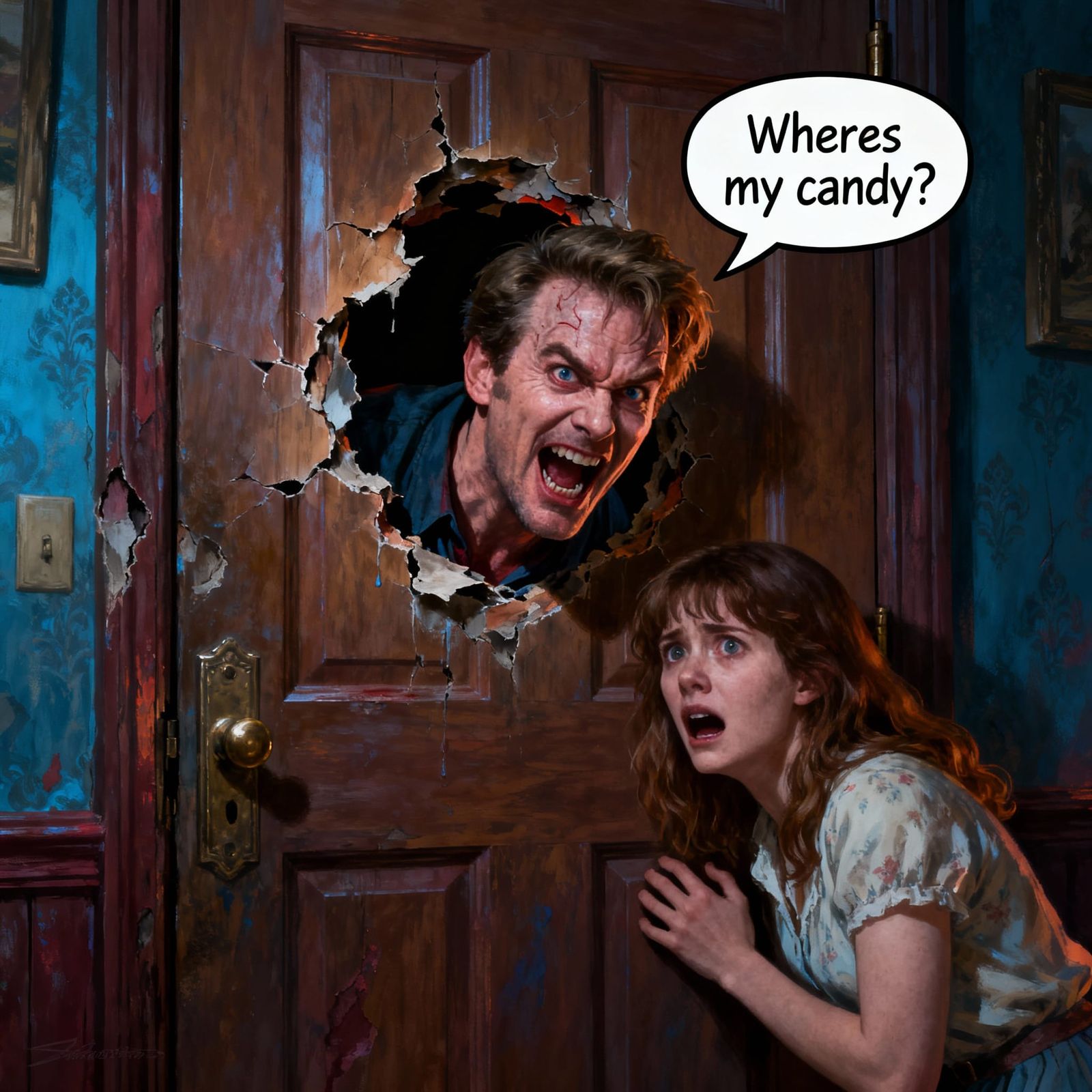 Jack Torrance Demands Candy Through Door
