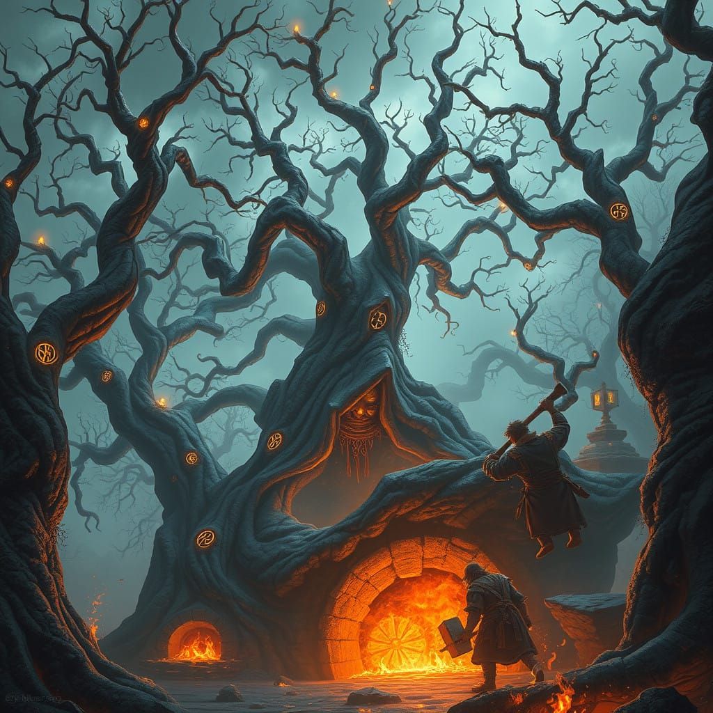 Ancient Trees Unite with Hammer-Wielding Smiths in a Dreamli...