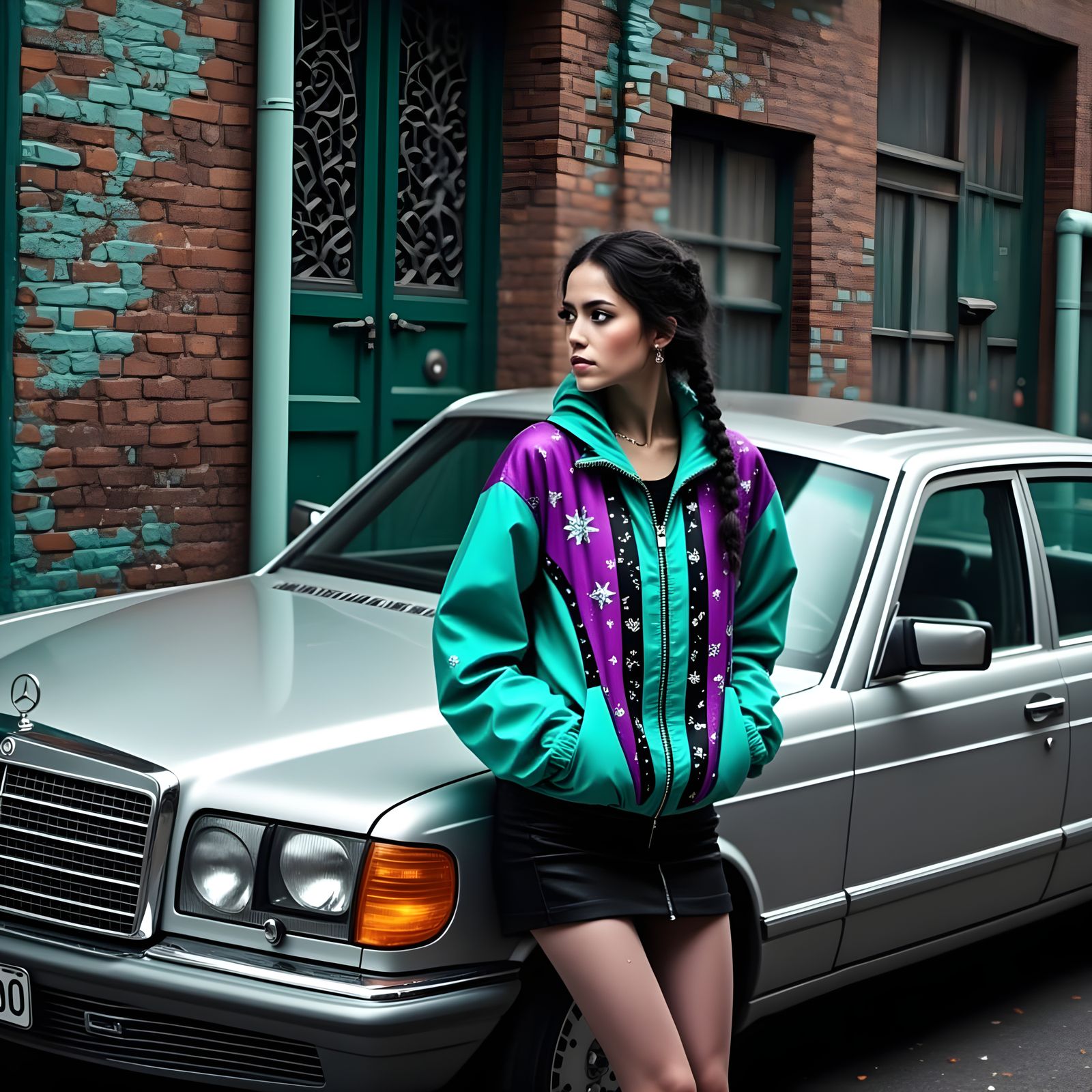Youthful Rebellion in Neon Colors, 80s Urban Scene