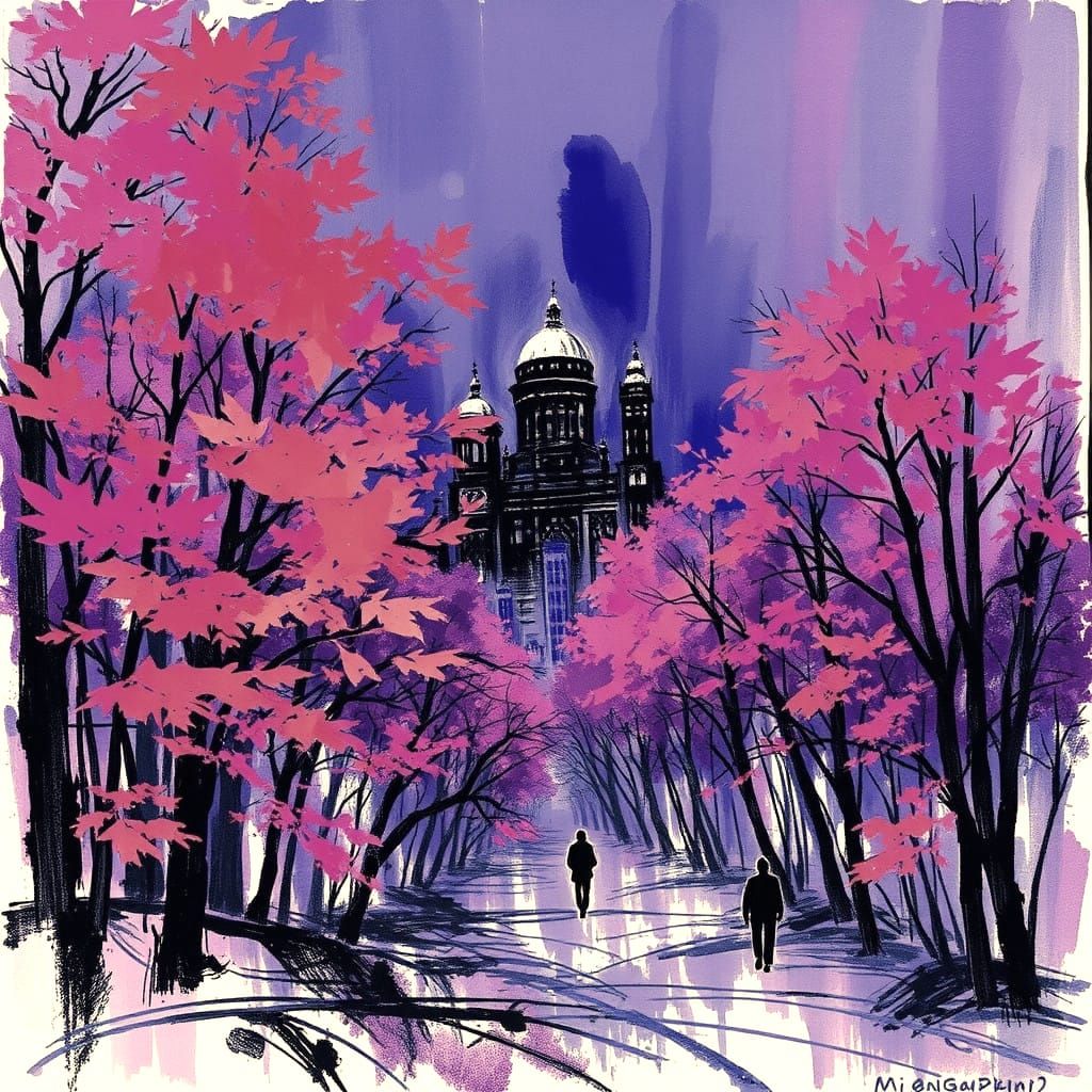 Autumn Dreams in Vibrant Cobalt Hues