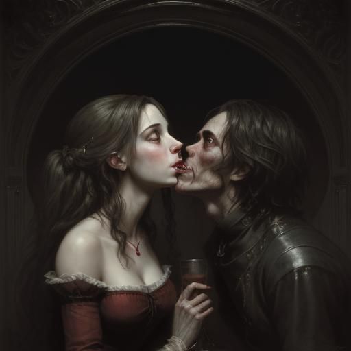 Lady and the Tramp Kiss in Horror Illustration