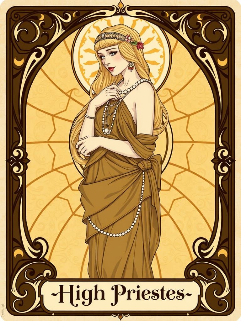 Art Nouveau Tarot Card: The High Priestess
