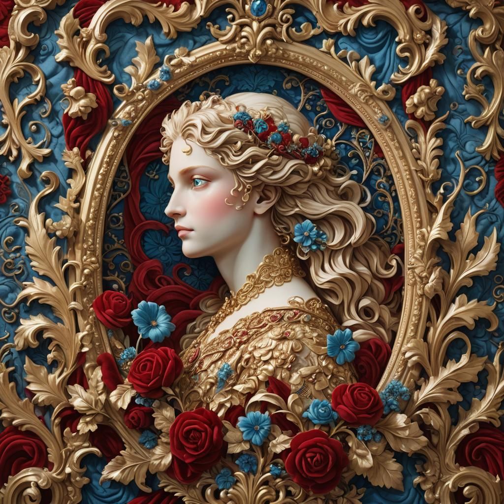 Velvet Fabric with Blue Eyes: Whimsical Fantasy Art