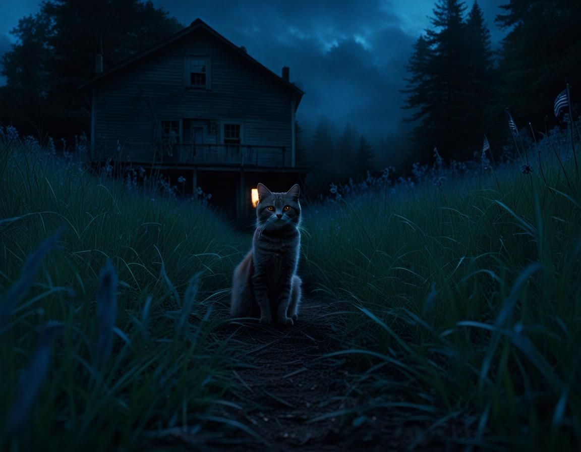 Cinematic Cat in Pet Sematary at Magic Hour