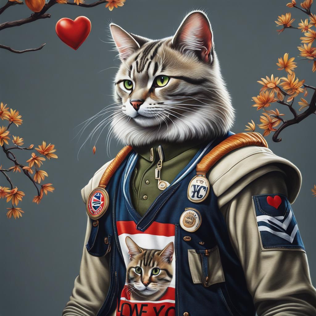 Hyperrealistic Bakeneko Portrait in NYC T-Shirt