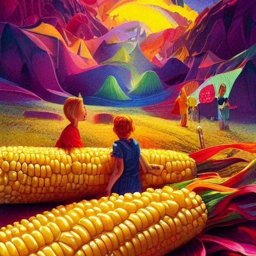 Juicy Corn on the Cob in Gouache Wonderland