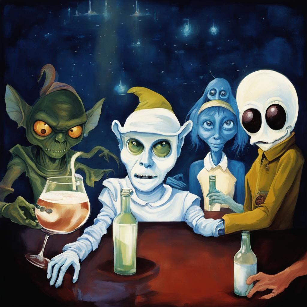 Aliens at the Pub: A Retro Sci-Fi Scene