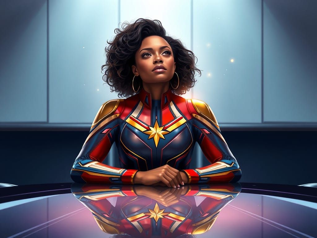Captain Marvel in Poised Contemplation