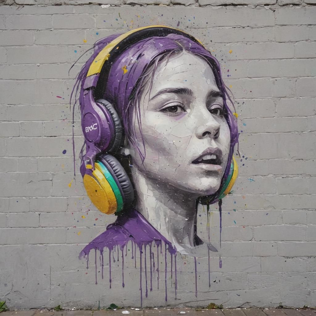 Street Art Graffiti with Music, in Neo-Expressionism Style