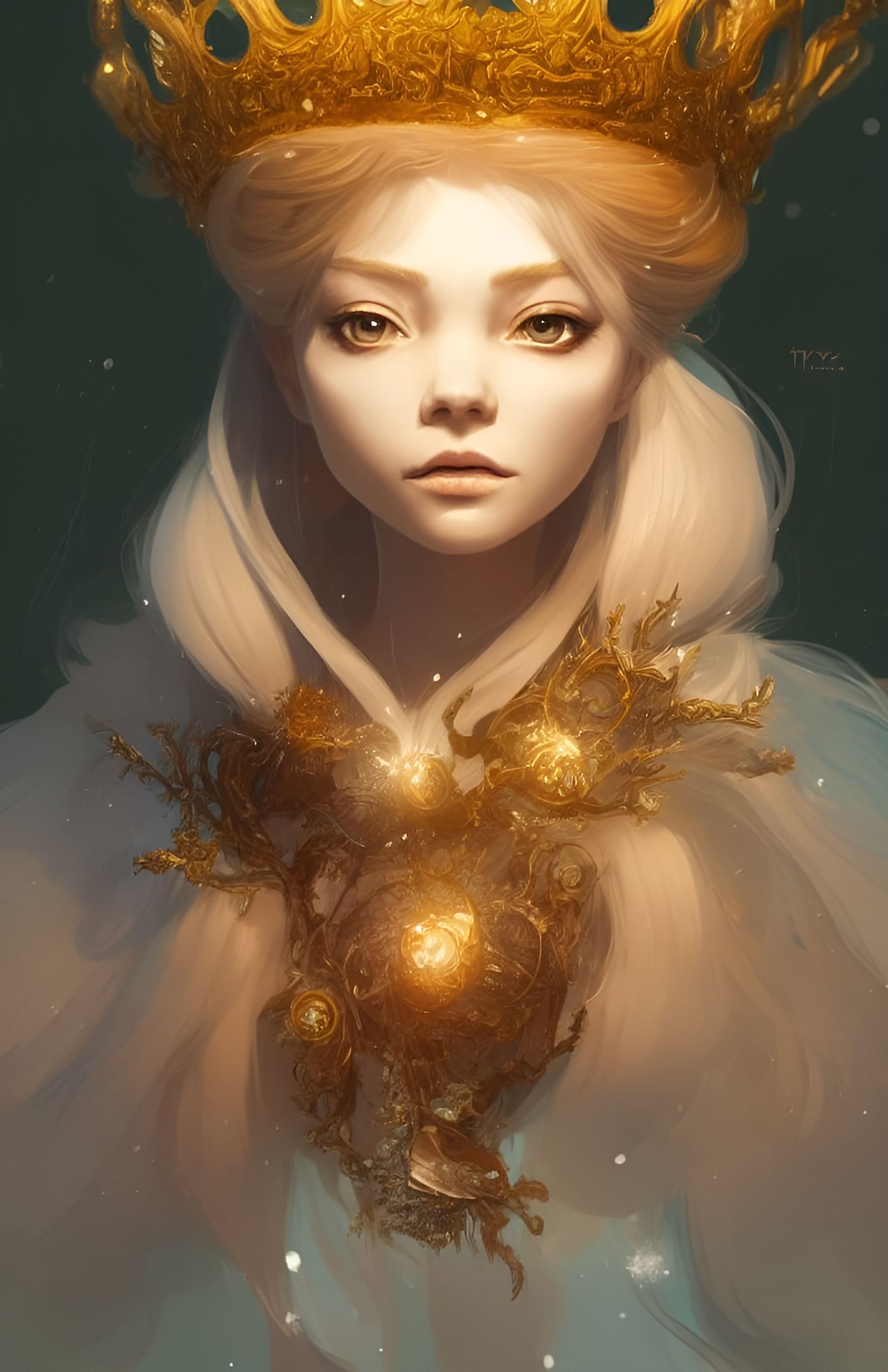 Beautiful Snow Queen Portrait in Watercolor Style