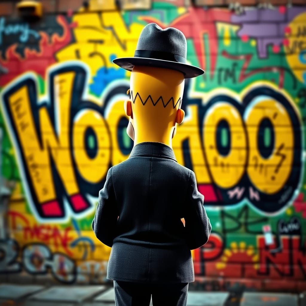 Homer Simpson in Street Art Style