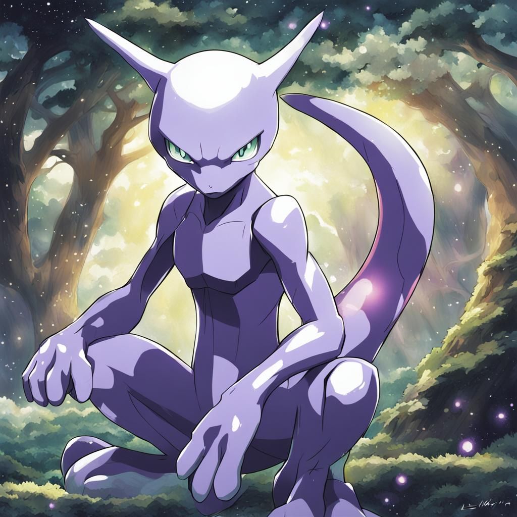 Mewtwo Artwork in Anime Manga Style
