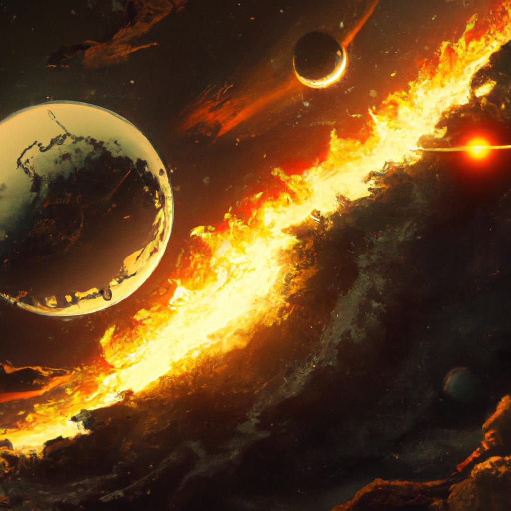 Sun and Moon Collision: Explosive Space Art