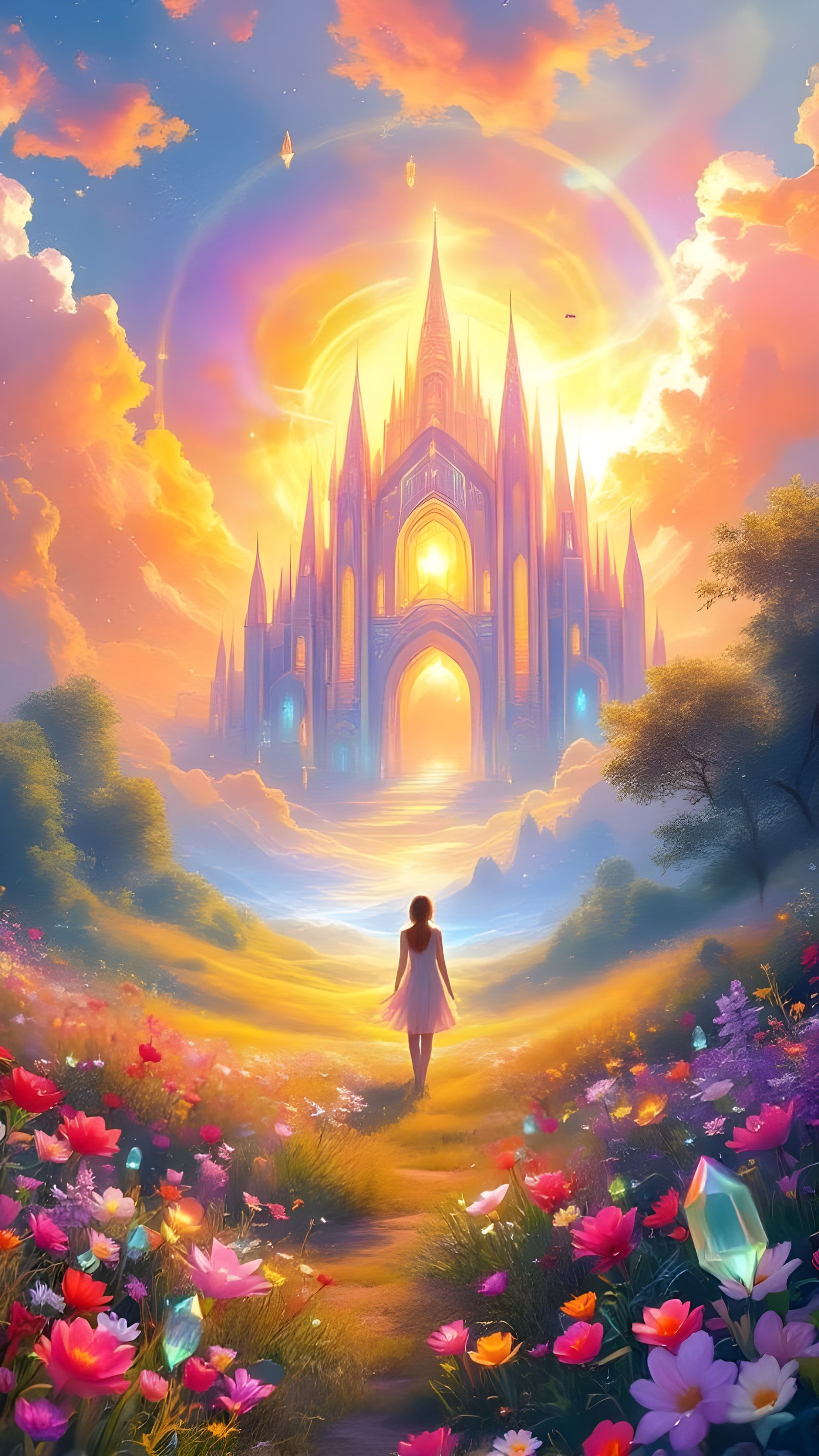 Dreamlike Landscape with Temple in Polychromatic Graffiti St...