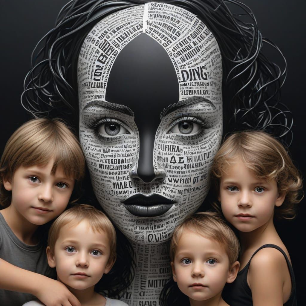 Embossed Calligram Portrait in 2.5D Style