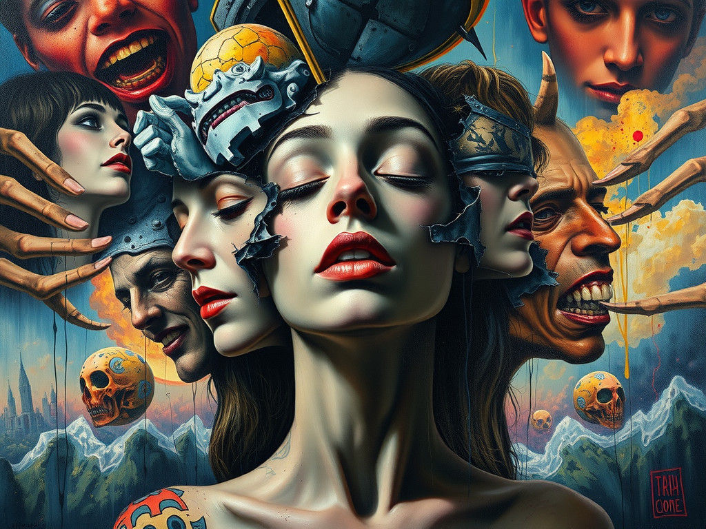 Fractured Psyche: A Surreal Portrait of Disorientation