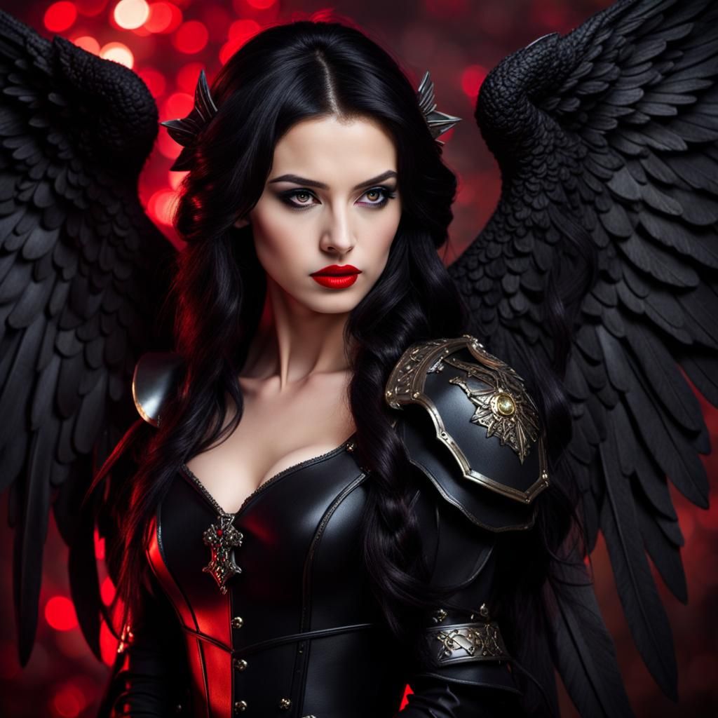 Gothic Black Angel Knight in Professional Photo