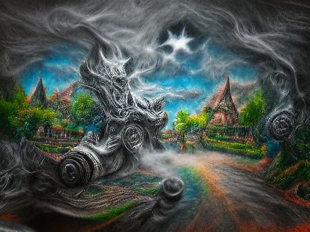 Ethereal Fantasy Landscape in Charcoal with 3D Shading