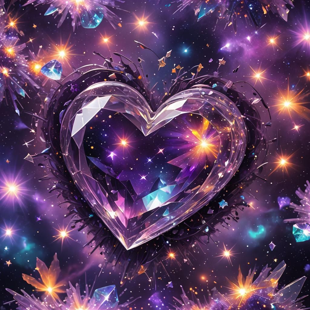 Cosmic Heart Crystal in Holographic Astral Art